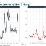 precio historico del maiz y la soja 1990 a 2021